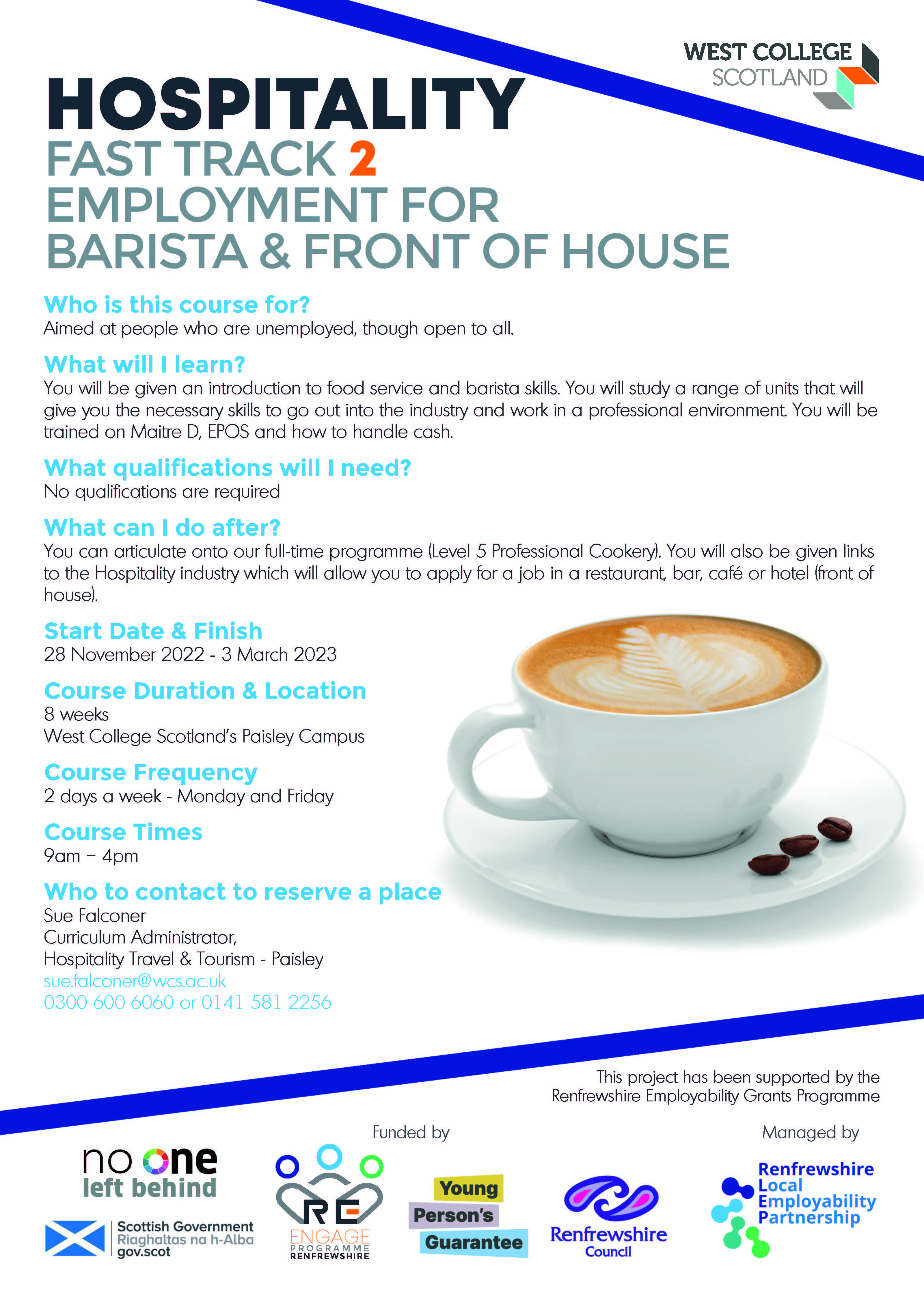 Hospitality: Fast Track to Employment for Barista and Front of House Image